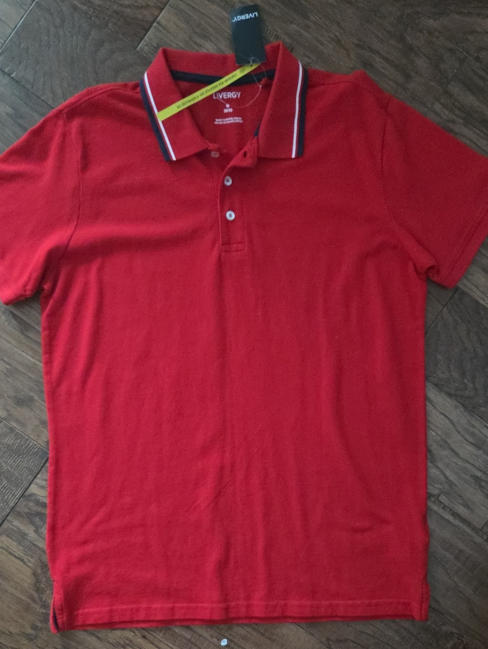 Men's Livergy Red Polo Shirt with Contrast Collar cotton M